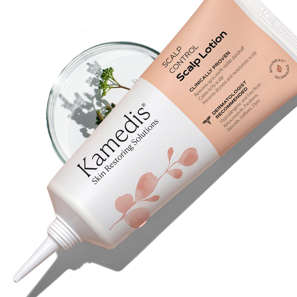 KAMEDIS front packaging showing product and benefit of soothing scalp