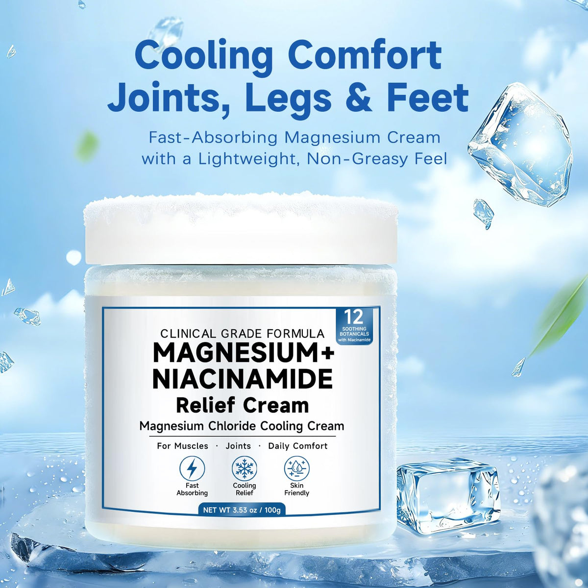 Kaminii applied on knee demonstrating cooling topical benefit