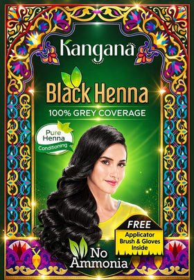 KANGANA front packaging showing six pouches and black henna benefit