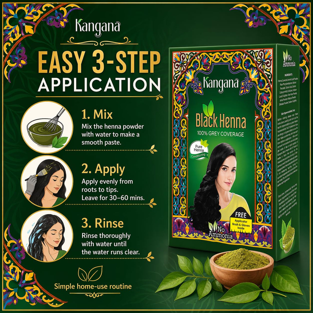 KANGANA ingredients label detail featuring herbal benefits listed