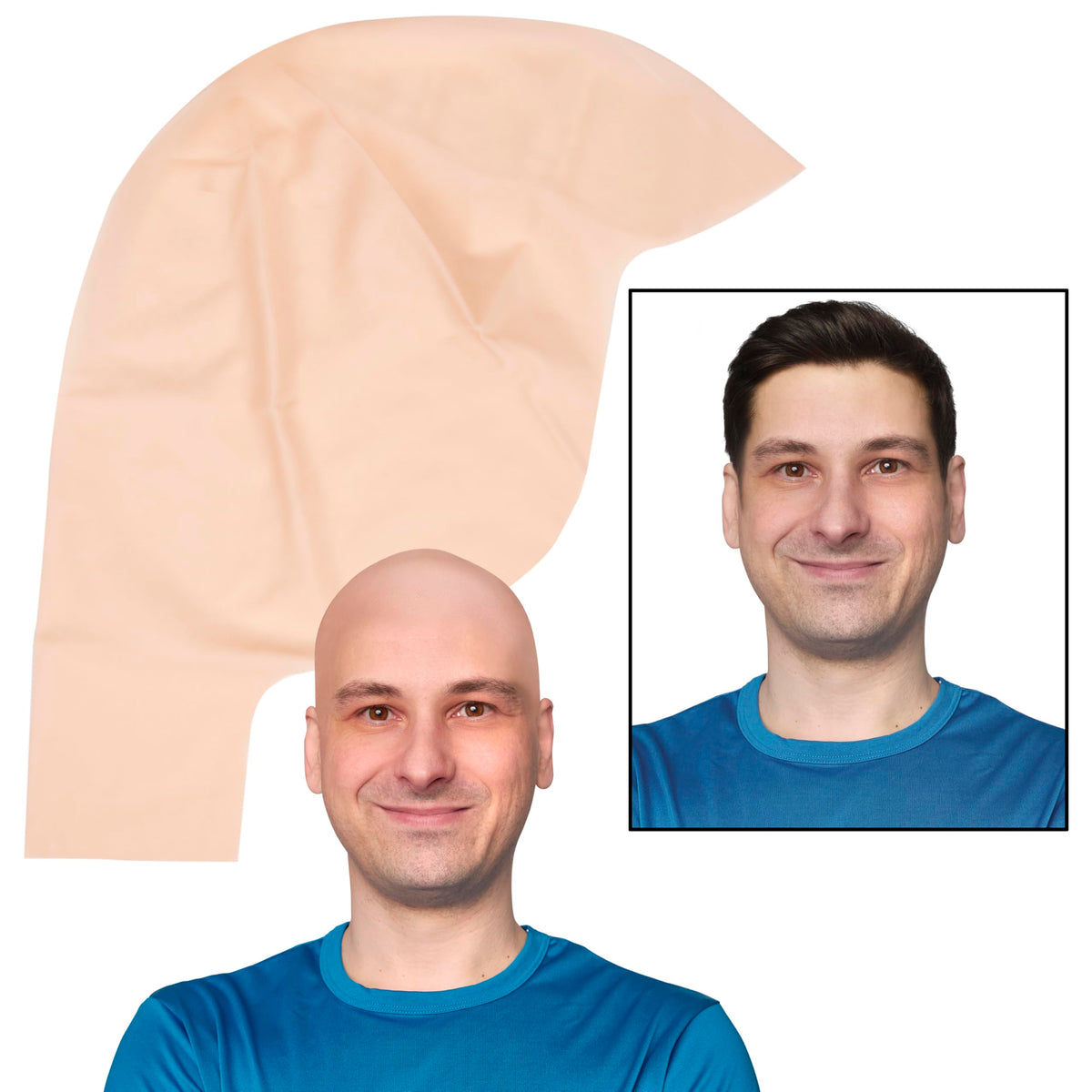 Kangaroo bald cap close-up texture highlighting stretchable latex and smooth surface