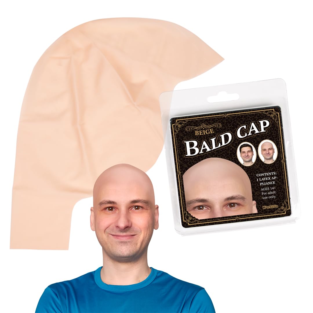 Kangaroo bald cap on model side profile demonstrating realistic head contour and confidence