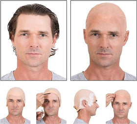 Kangaroo bald cap packaging flat lay showing included cap and reusable storage benefit