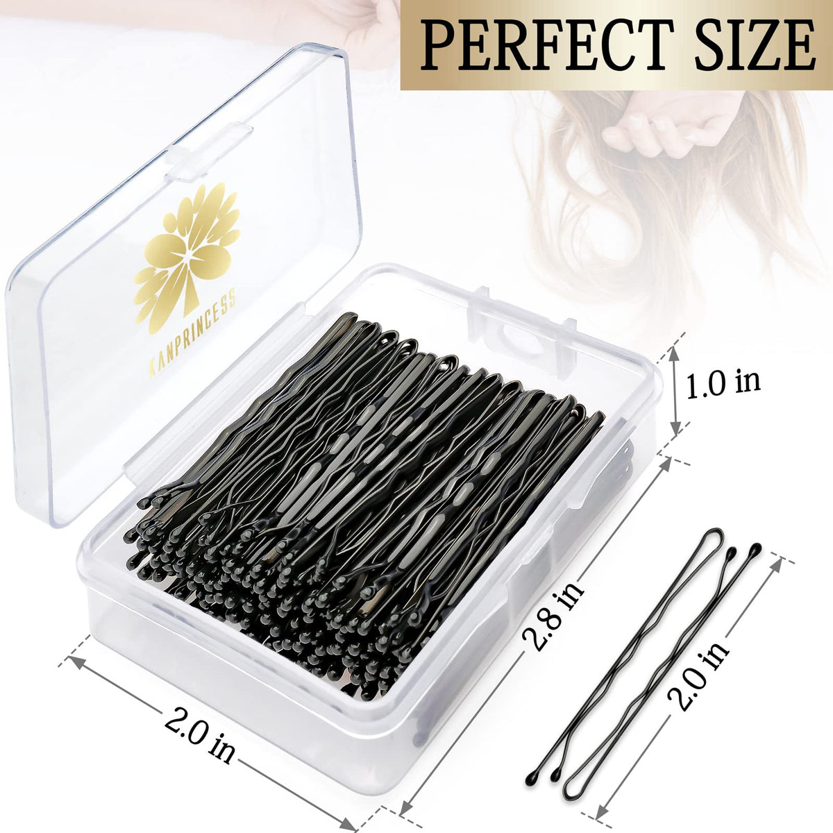 KANPRINCESS clear storage box open with sorted pins, organized and travel-ready
