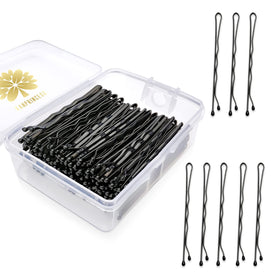 KANPRINCESS front packaging showing 100 black bobby pins and box, convenient supply