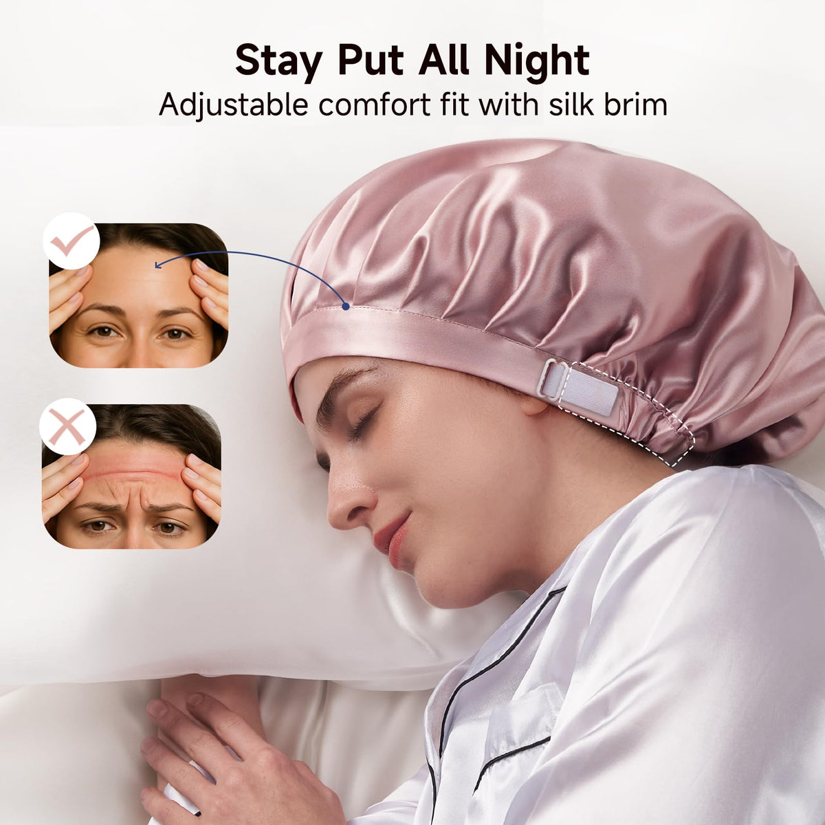 Kaome worn by a woman sleeping showing preserved curls and less frizz