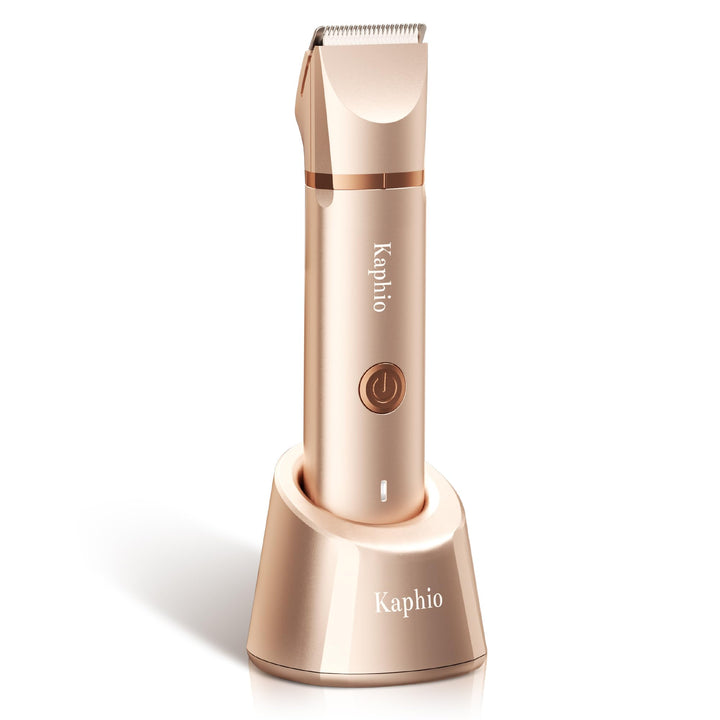 KAPHIO front view showing compact gold body and dual heads for easy grooming
