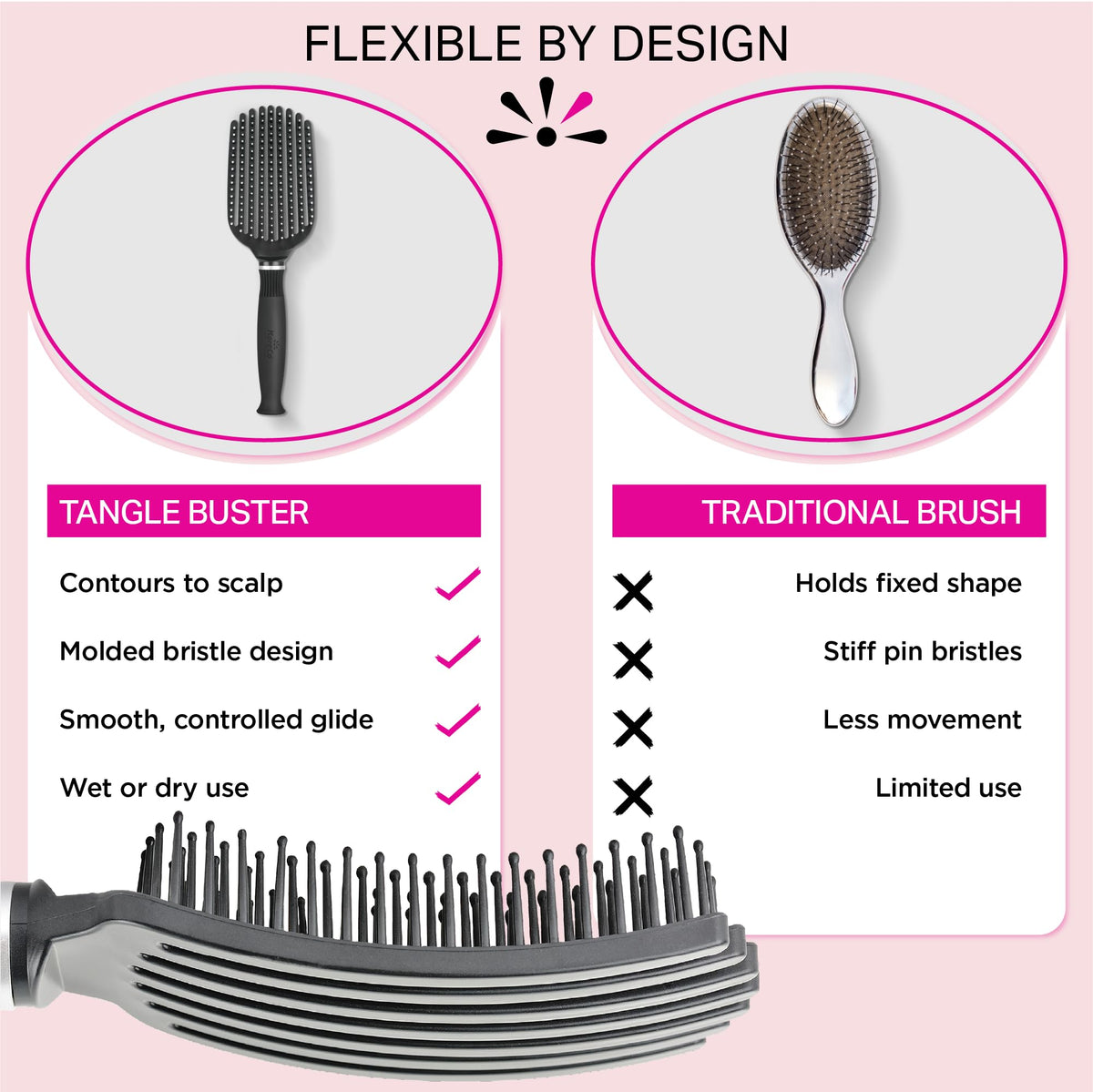 KareCo brush in purse for travel-ready, convenient hair touch-ups