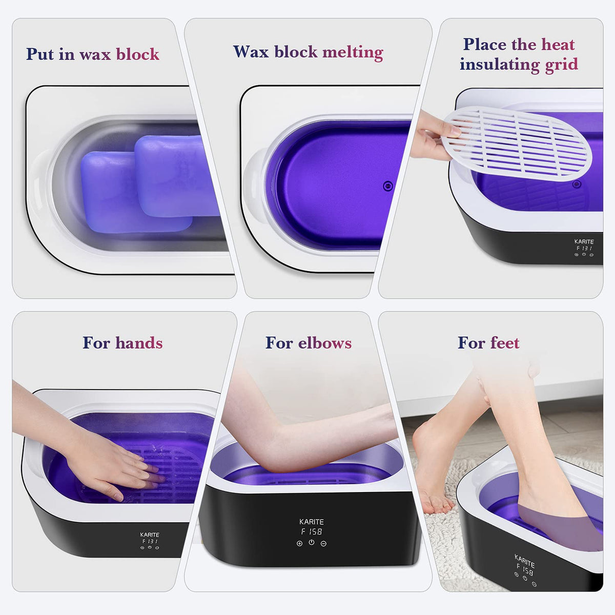 KARITE melted wax inside a paraffin heater showing smooth consistency for safe use