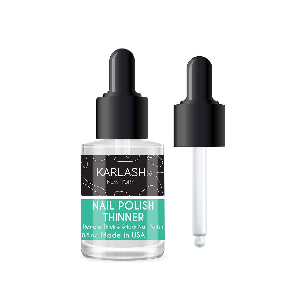Karlash bottle front view showing label and 0.5 oz size, restores polish flow