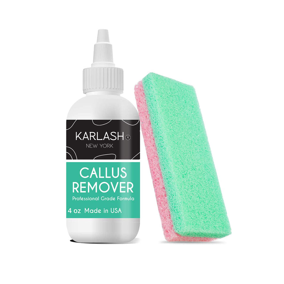 Karlash front packaging showing gel bottle and pumice stone for quick callus softening