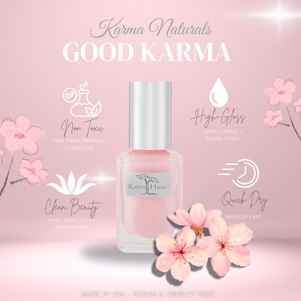 karma organic label closeup highlighting vegan PETA-approved badge and ingredient transparency benefit