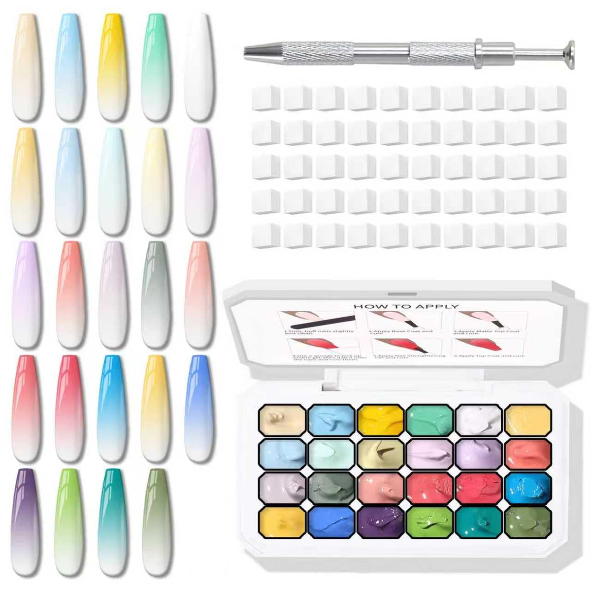 Karroy front packaging showing 24-color gel palette and contents for quick selection