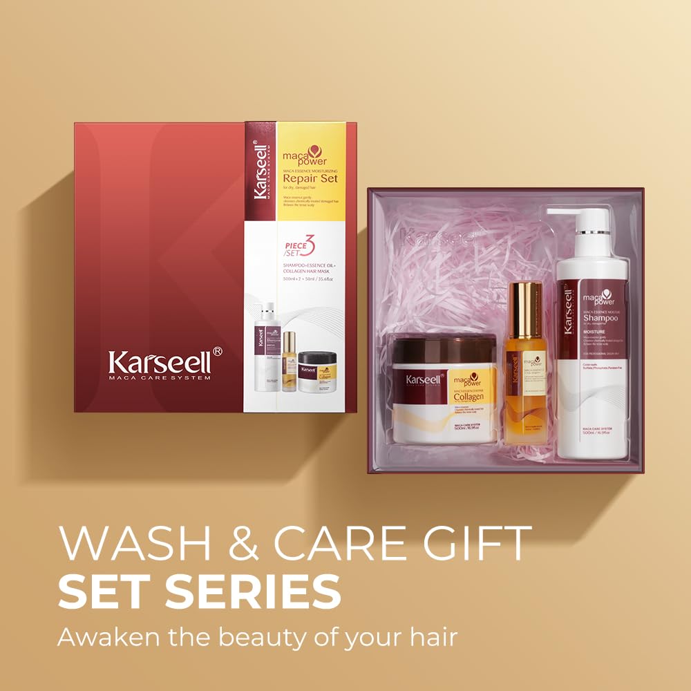 Karseell argan oil shampoo bottle close-up highlighting moisturizing benefits