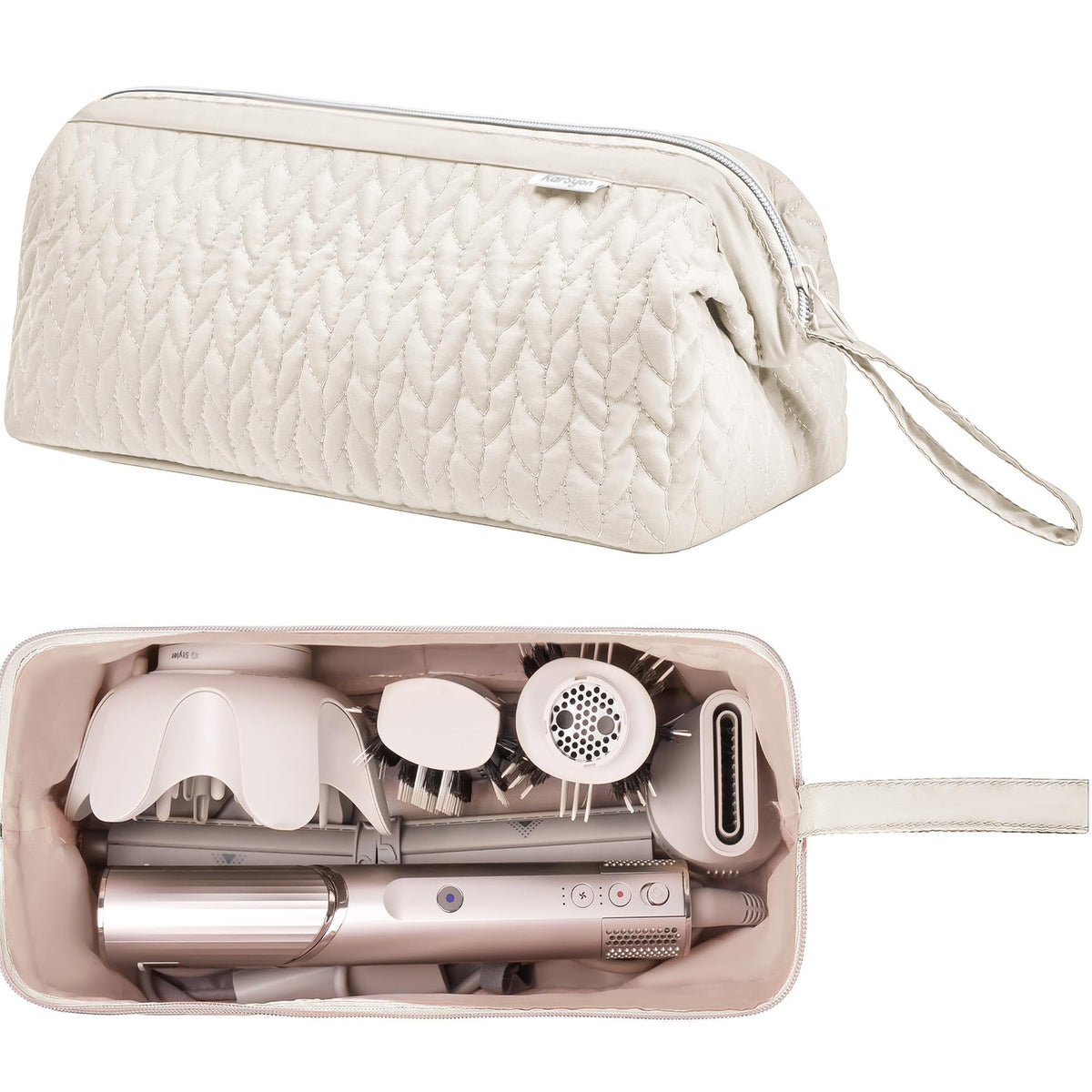 KarSyon front view beige case showing compact protective design