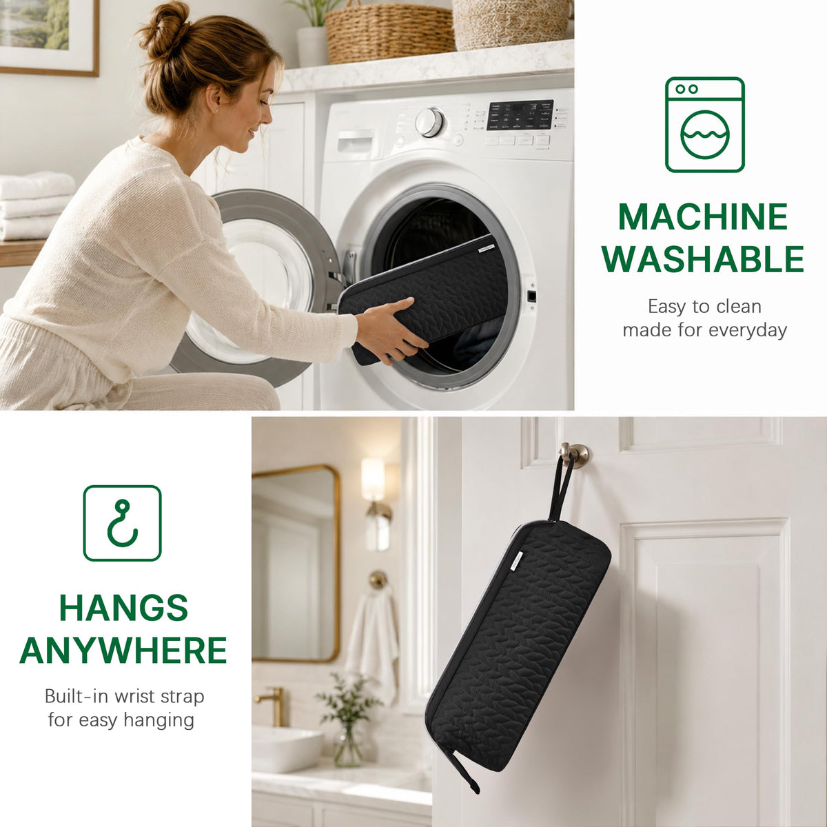 KarSyon top handle and hang loop for easy carry or hook storage