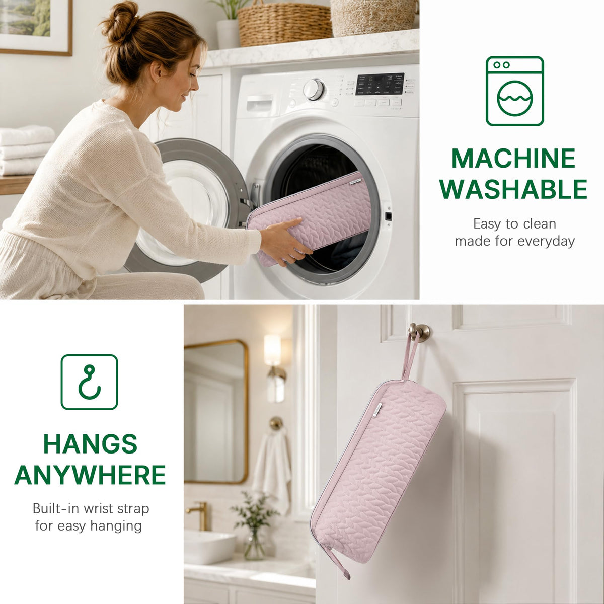 KarSyon hanging by handle on hook for easy portability benefit