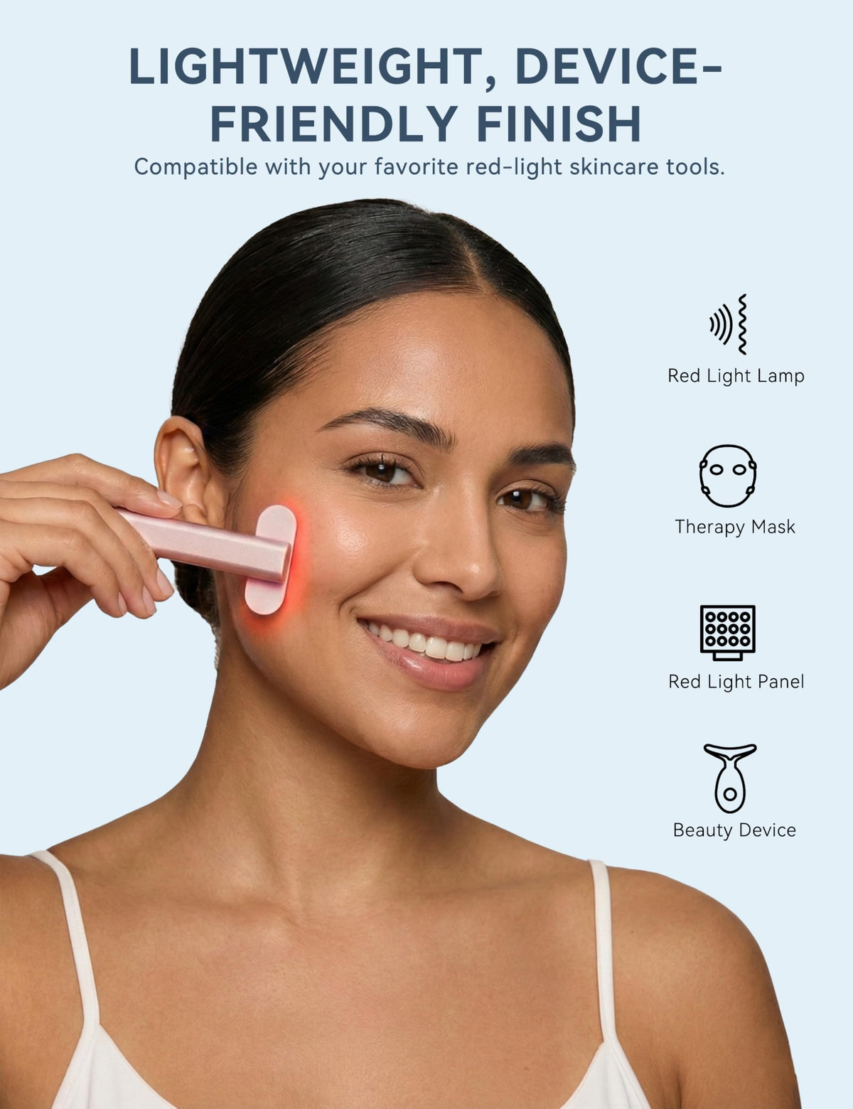 KARUNO serum applied to model’s face before device use, improves glide and comfort
