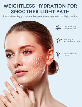 KARUNO close-up of serum texture showing lightweight hydration and non-greasy finish