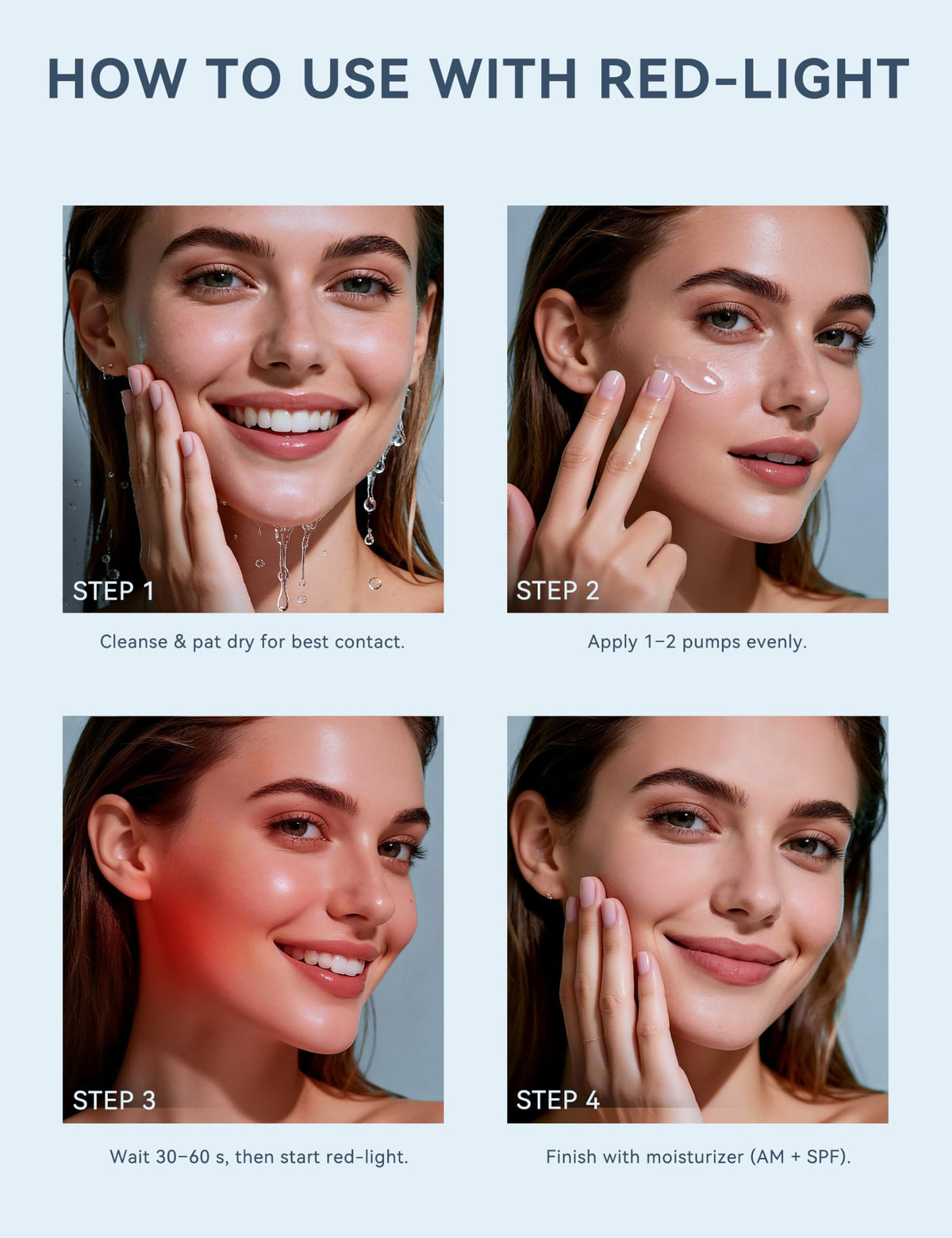 KARUNO serum paired with LED mask in use, enhances device contact and efficacy