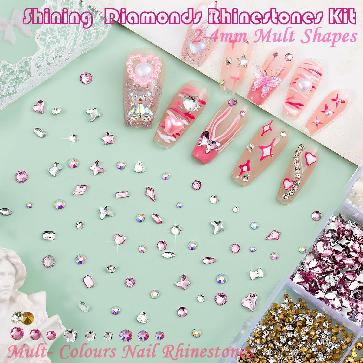 Kasither pearls and tiny caviar beads for delicate accents and floral stamens