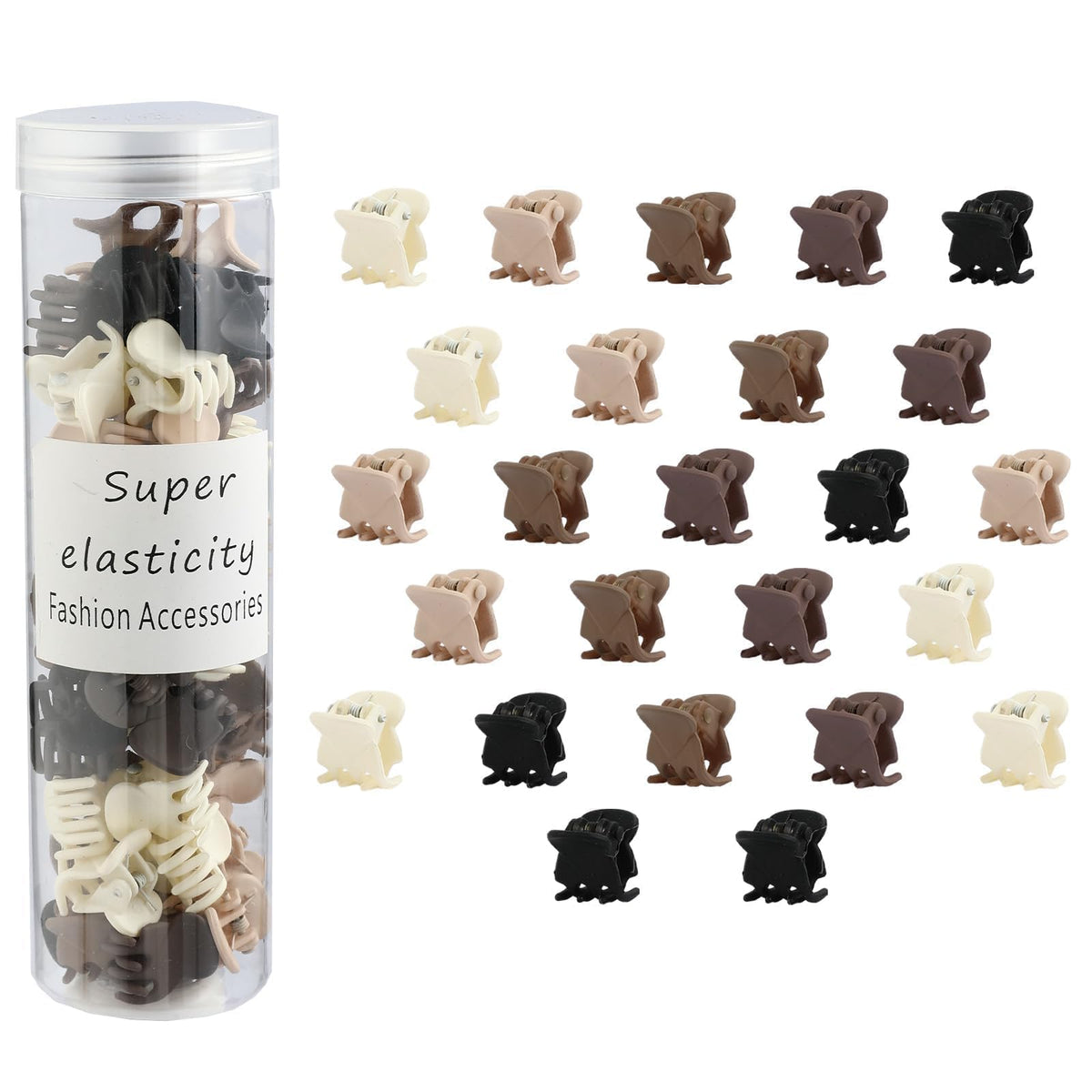 Kasmena front packaging showing 50 small matte clips, clear count and neat storage benefit