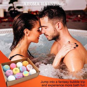 kastu bathroom lifestyle showing bath bomb fizzing in tub, promoting relaxing spa soak
