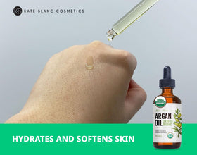 Kate Blanc argan oil used on face for lightweight hydration and smoother skin