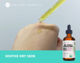 Kate Blanc Cosmetics jojoba oil used with gua sha tool for smooth glide