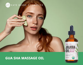 Kate Blanc Cosmetics applying jojoba oil to skin for moisturized finish