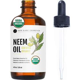 Kate Blanc neem oil front bottle showing packaging and pure organic concentrate benefit