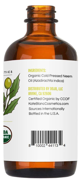 Kate Blanc neem oil next to common objects for size comparison and usage clarity