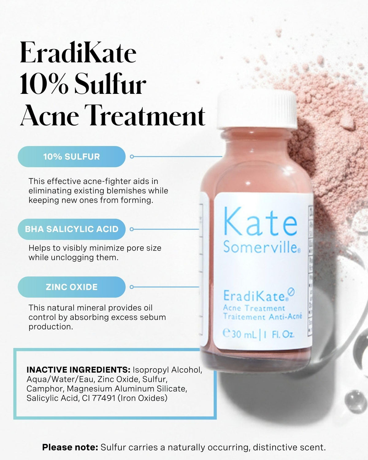 Kate Somerville EradiKate texture close-up of pink sediment demonstrating targeted drying action