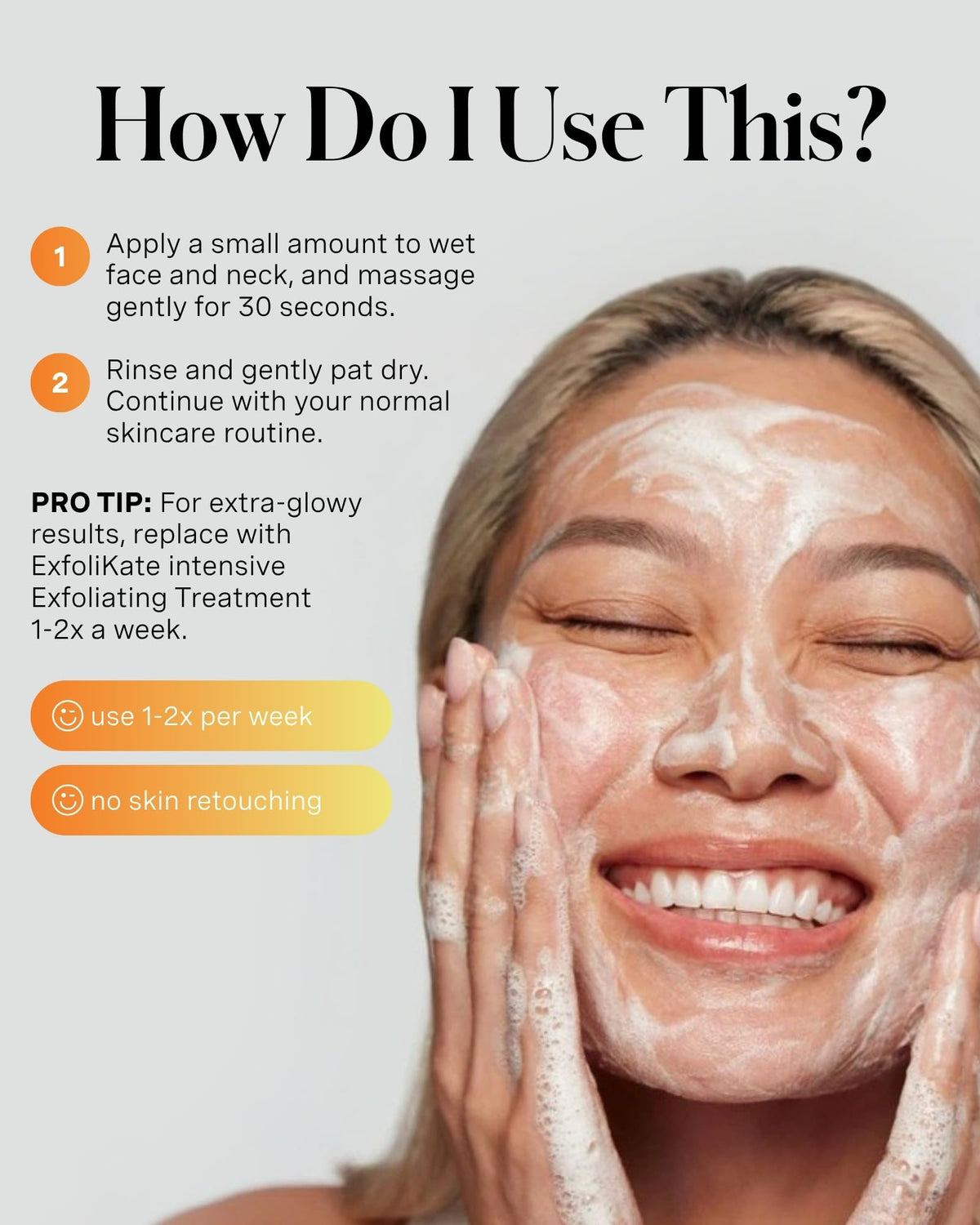 Kate Somerville foaming cleanser lather applied to face showing effective cleansing