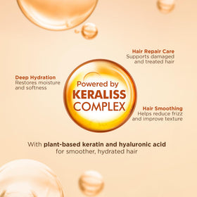 KATIVA bottle label details emphasizing Keraliss Complex vegetal keratin and hyaluronic acid