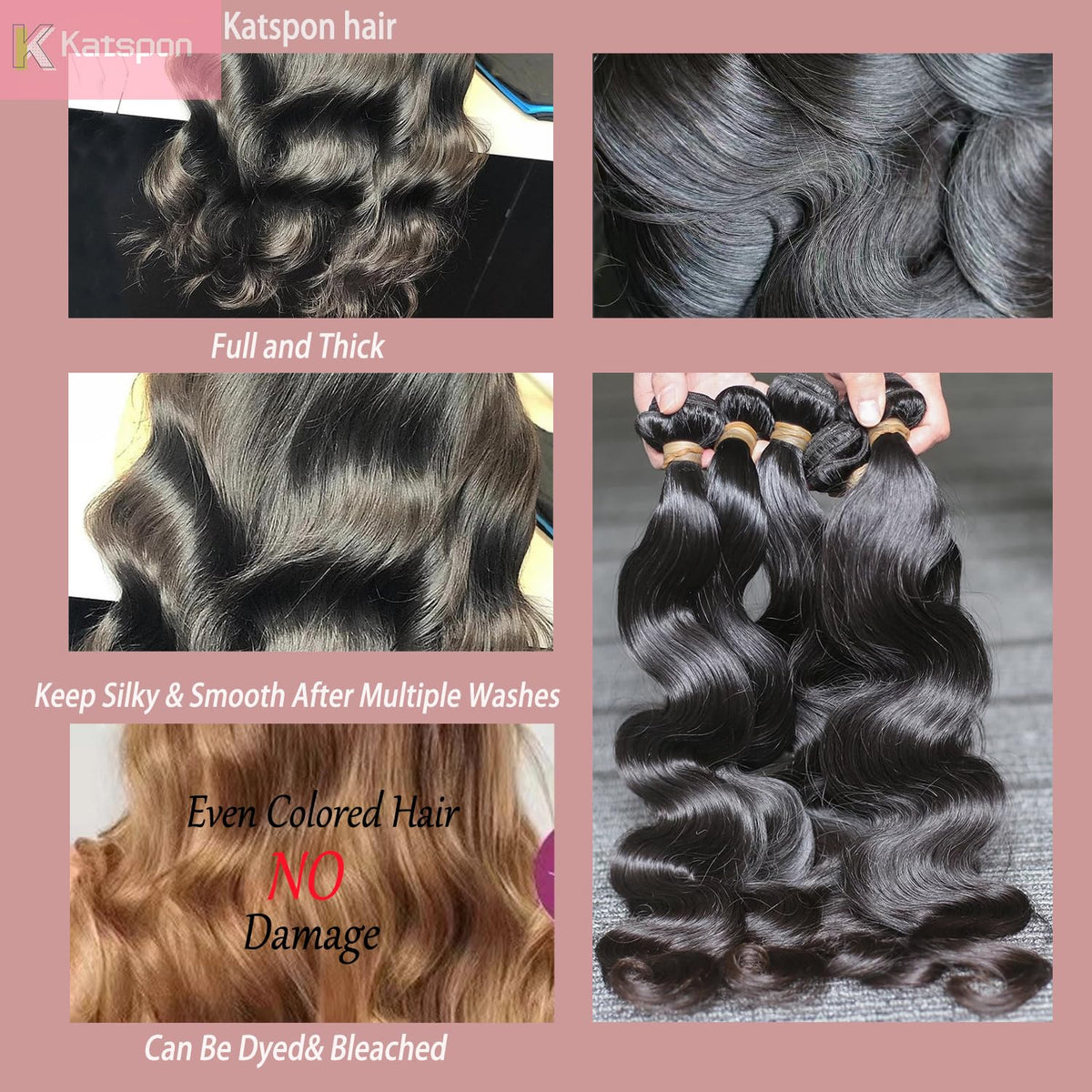 Katspon installed quick weave on model showing natural movement