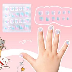 Kawyehu child wearing short press-on nails, comfortable fit for active play