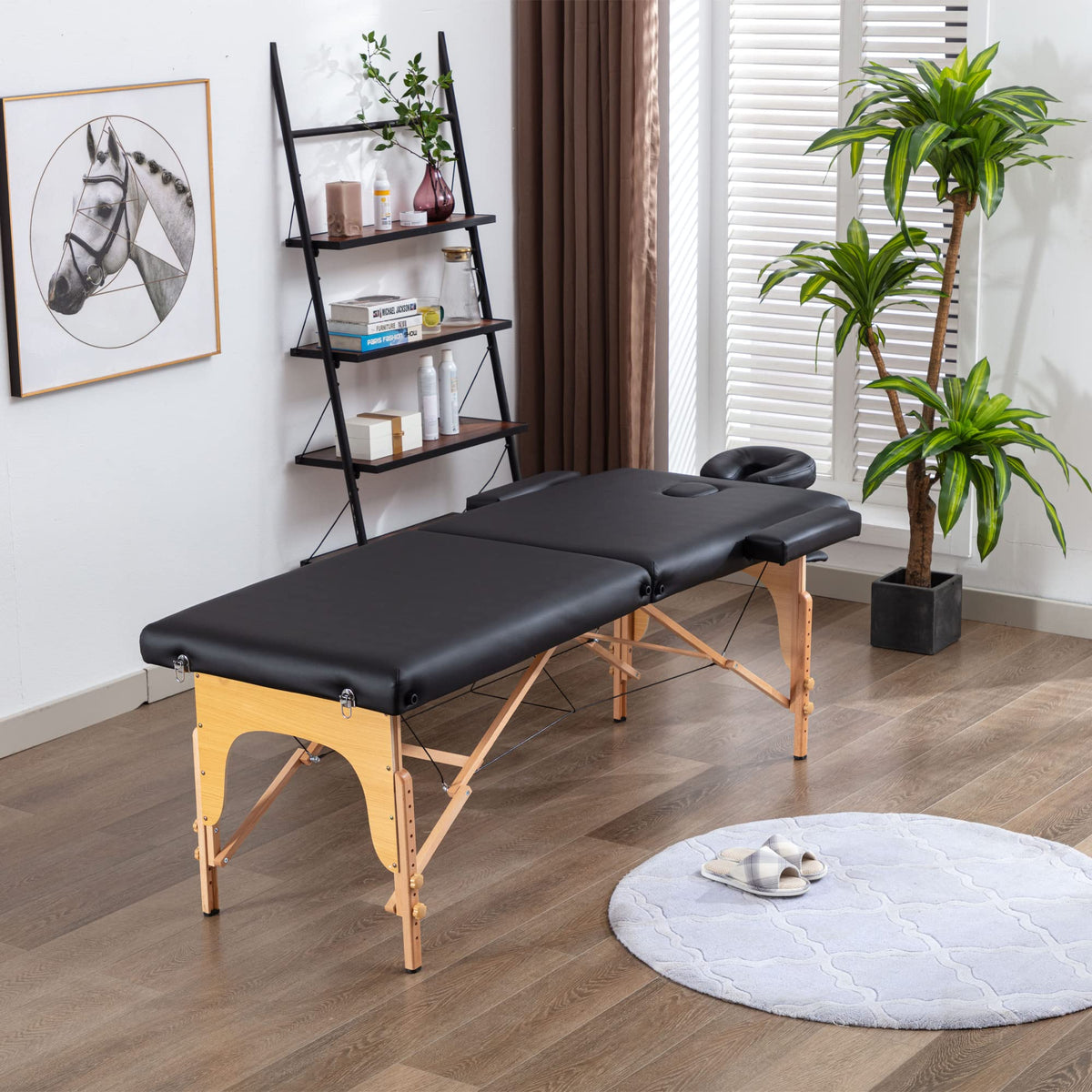 KCC folded table in carrying case ready to transport, convenient mobility benefit