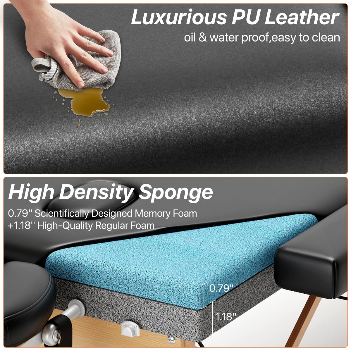 KCC leg adjustment detail with twist knob for easy height customization and stability