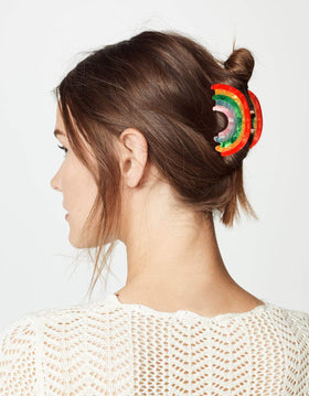 KCHIES clip in use half-up style demonstrating easy everyday styling