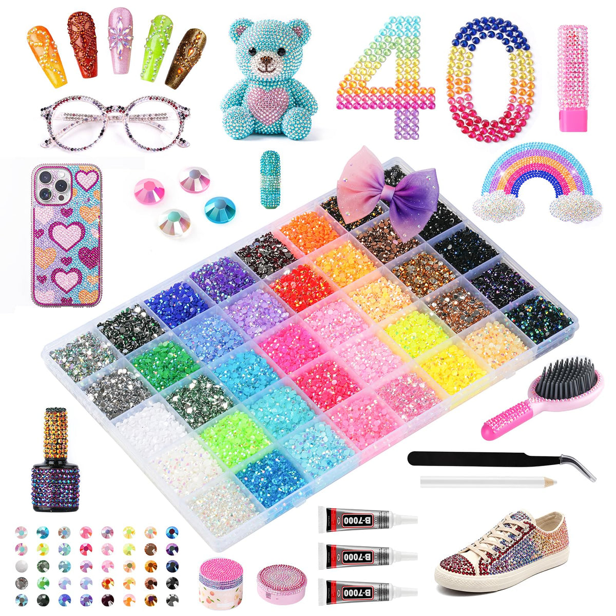 Kdpuei front packaging showing complete bedazzler kit for quick crafting