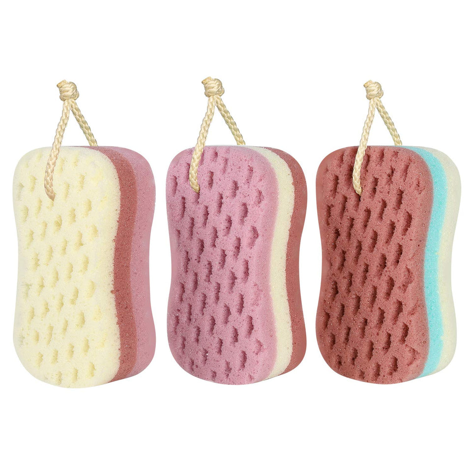 KECUCO front view of vacuum-packed sponge set showing layered colors and size benefit