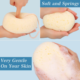 KECUCO sponge held in hand demonstrating large size and comfortable grip