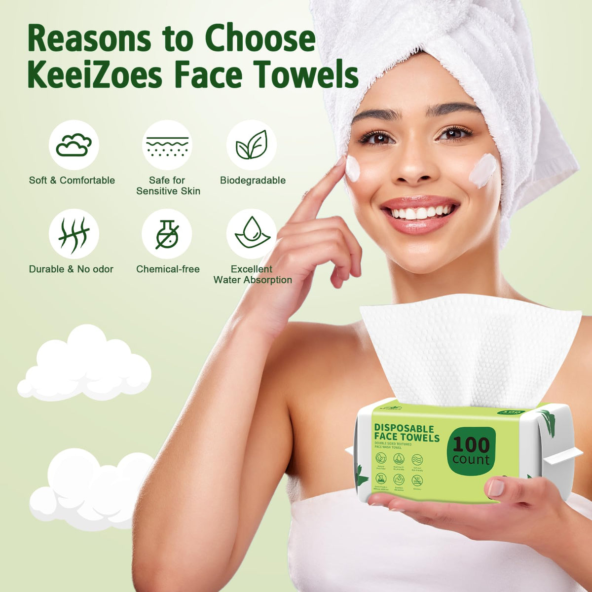 Person removing makeup with KeeiZoes wipe showing effective makeup removal