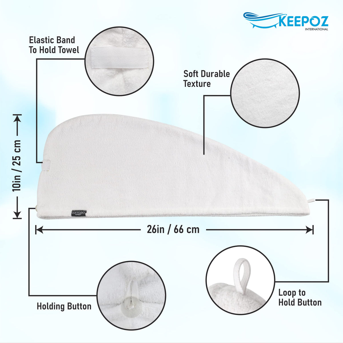 KEEPOZ close-up of cotton terry texture for fast absorbency benefit