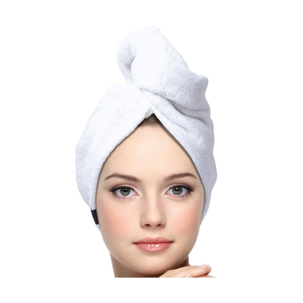 KEEPOZ front view of white turban showing shape and fit benefits