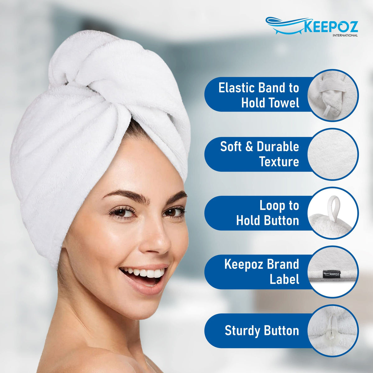 KEEPOZ in-use: woman wrapping hair demonstrating convenience benefit
