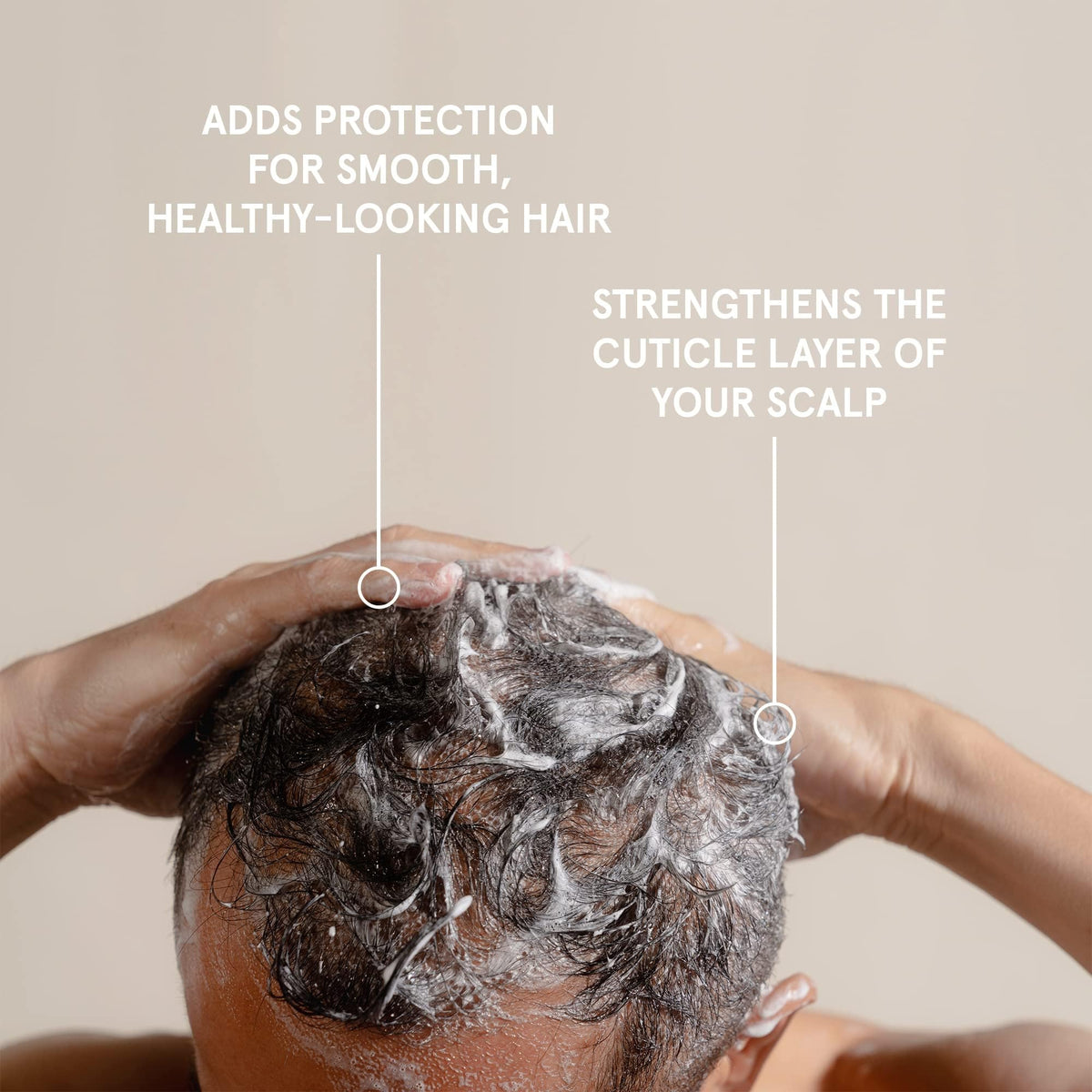Keeps conditioner dispensed in hand illustrating small amount needed for effective conditioning