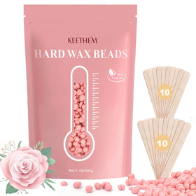 Keethem front packaging rose wax beads showing product weight and usable kit benefits