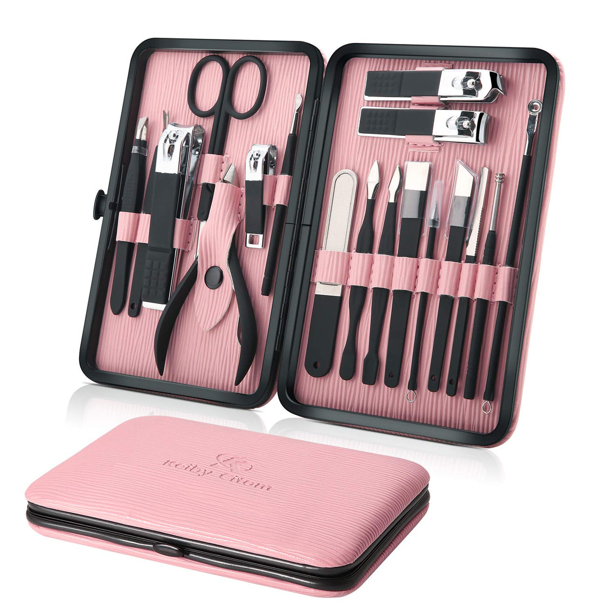 Keiby Citom pink case front view showing compact travel-ready storage benefit